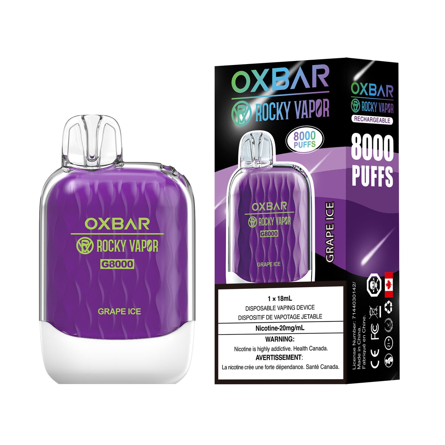 OXBAR Rocky Vapor Grape Ice 8000 Puffs