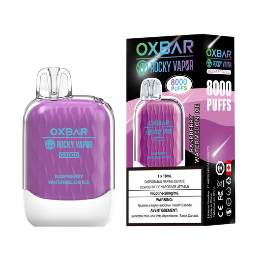 Raspberry Watermelon OXBAR Rocky Vapor Ice 8000 Puffs