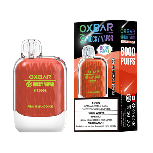 Peach Mango Ice OXBAR Rocky Vapor 8000 Puffs