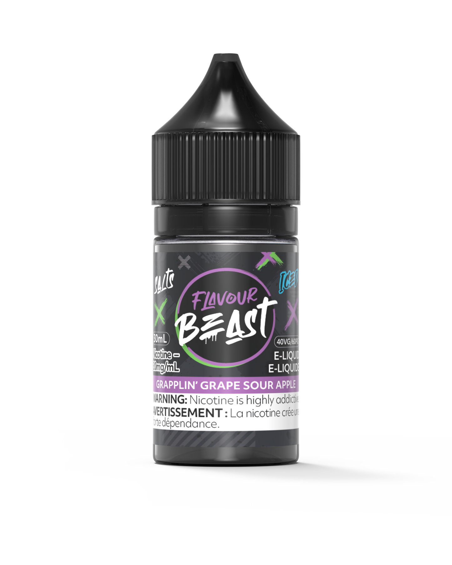 FLAVOUR BEAST SALTS- GRAPPLIN’ GRAPE SOUR APPLE