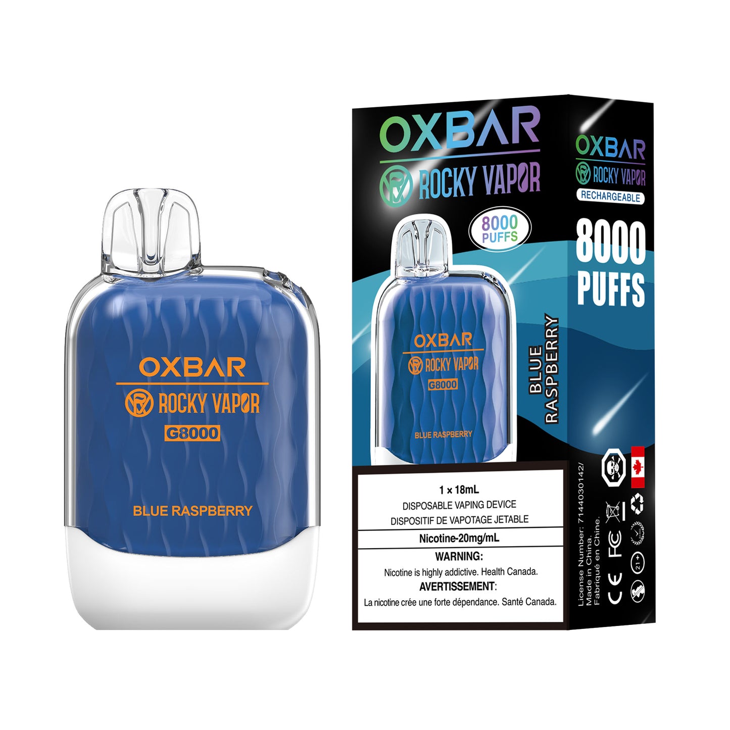 Blue Raspberry OXBAR Rocky Vapor 8000 Puffs