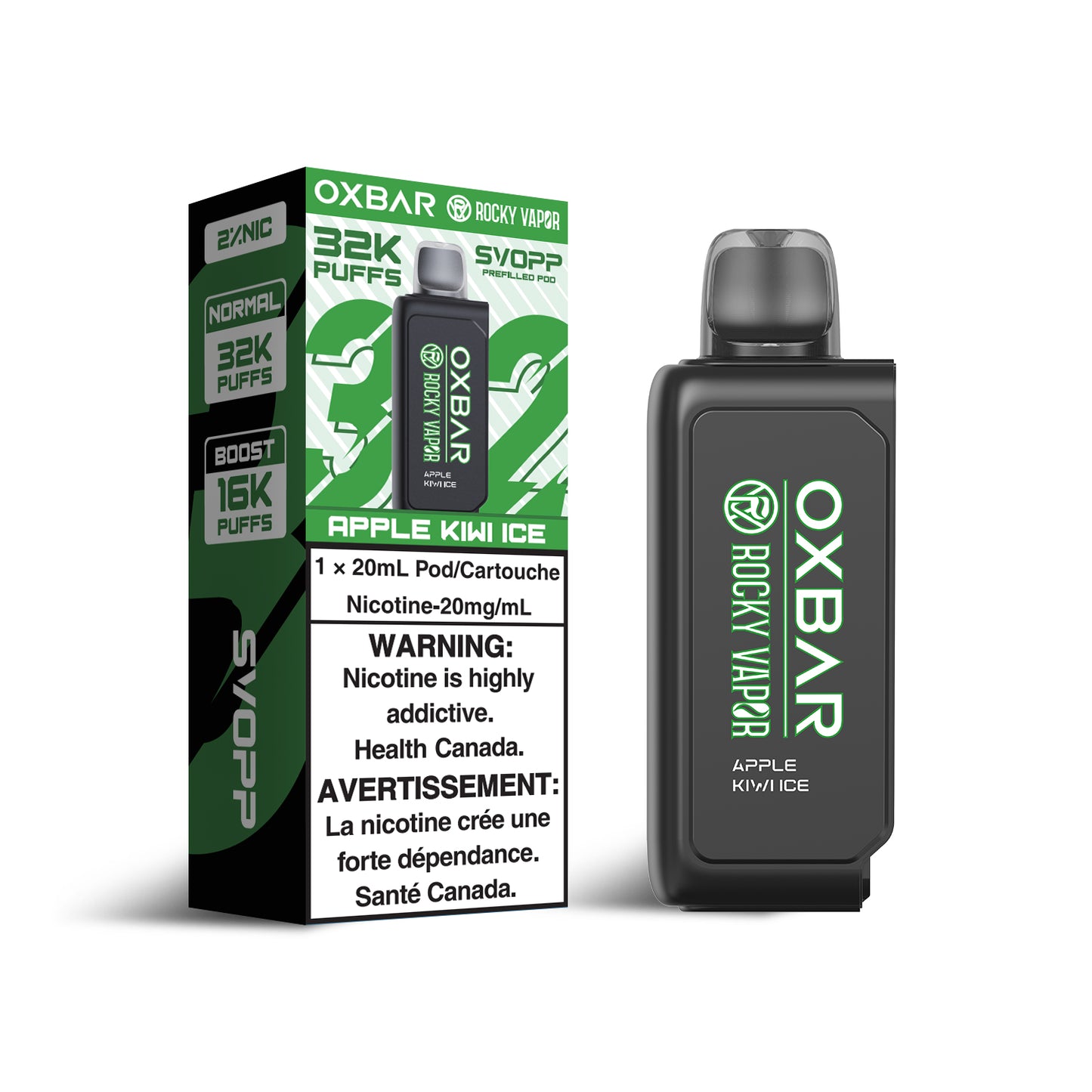 OXBAR X Rocky Vapor SVOPP 32k puffs Pod - Apple Kiwi Ice