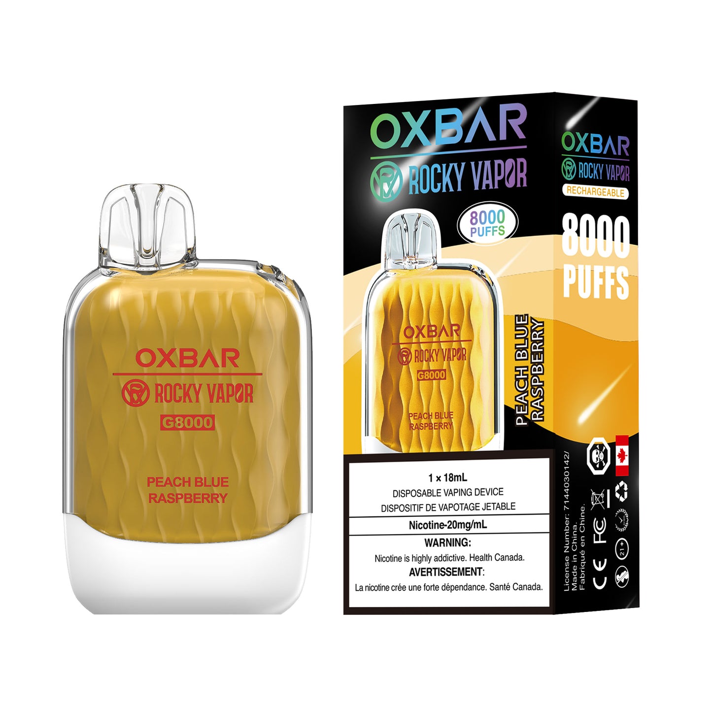 Peach Blue Raspberry OXBAR Rocky Vapor 8000 Puffs