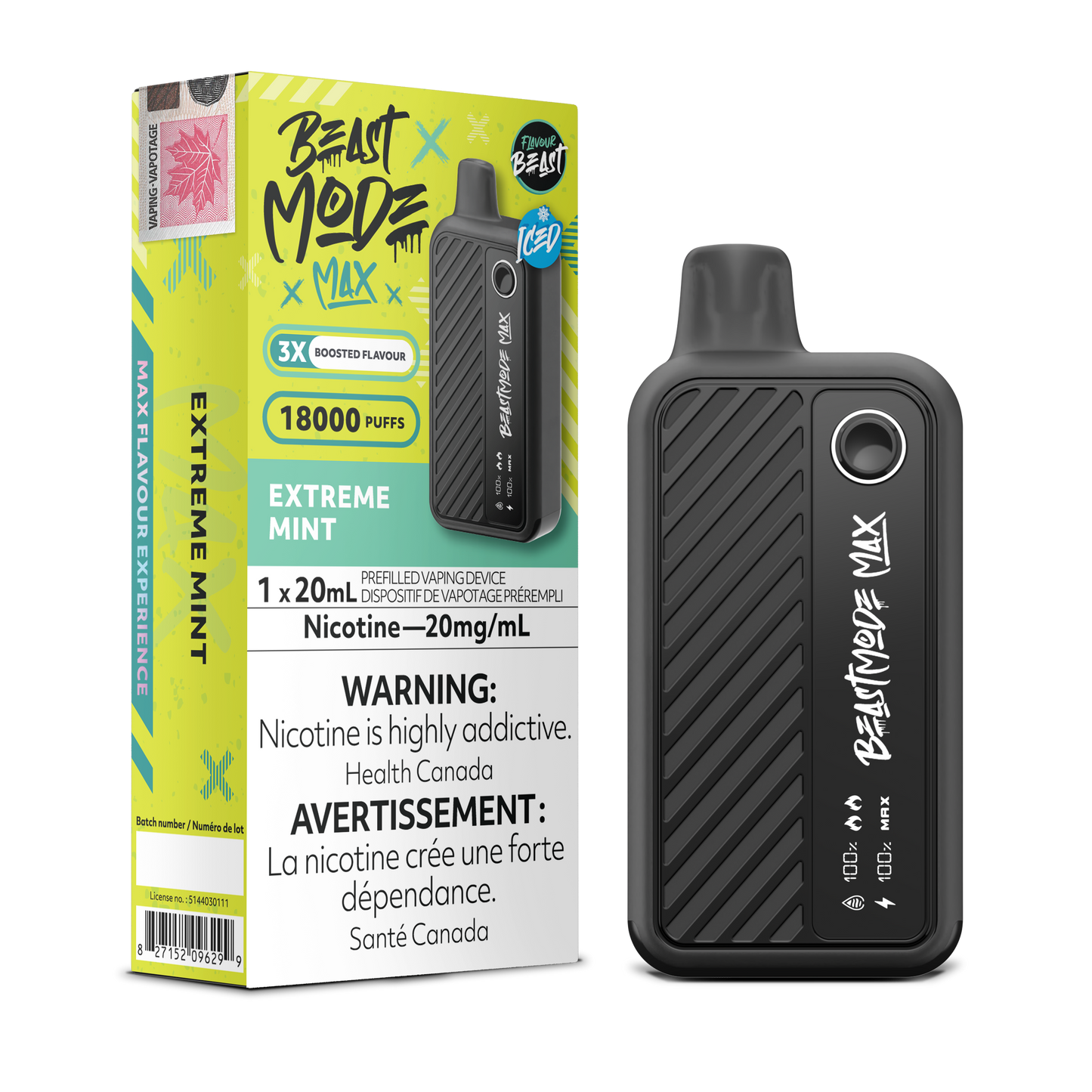 Flavour Beast Beast Mode Max 18K - Extreme Mint Iced Disposable Vape (Ontario)