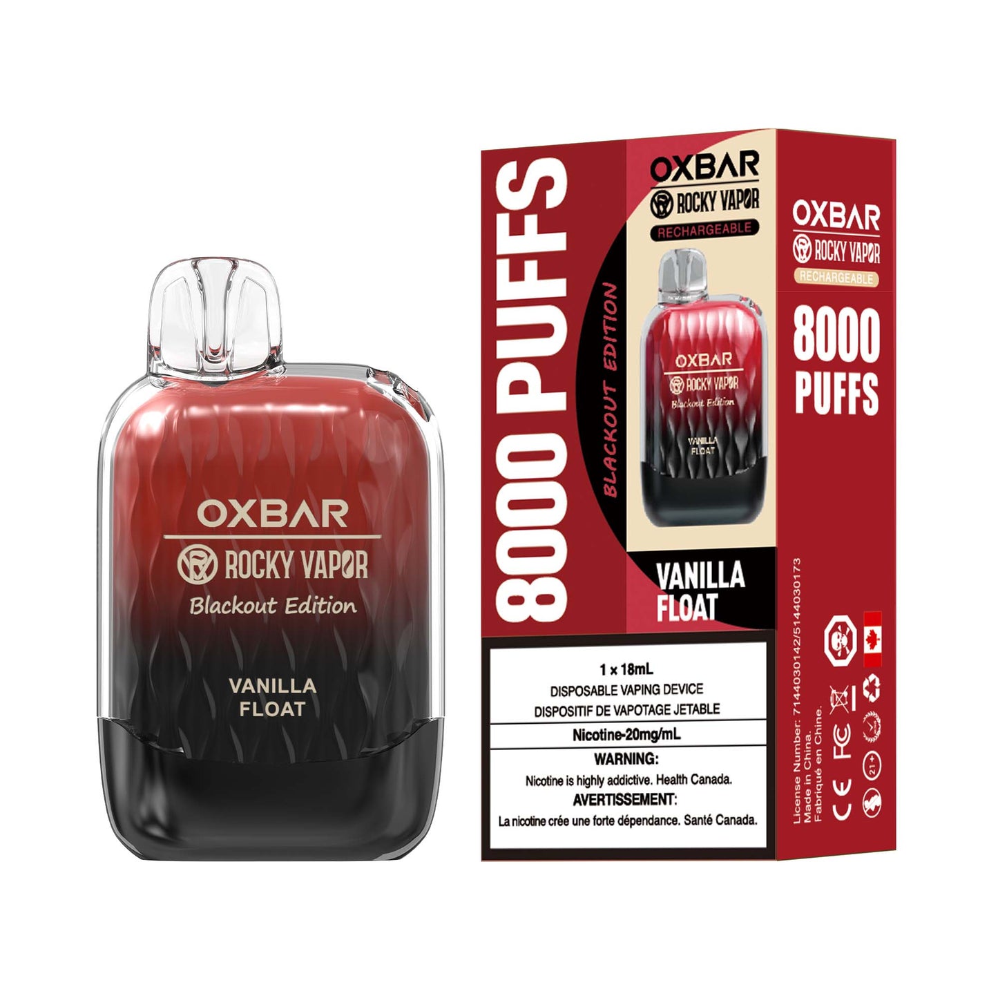 Vanilla Float OXBAR Rocky Vapor 8000 Puffs