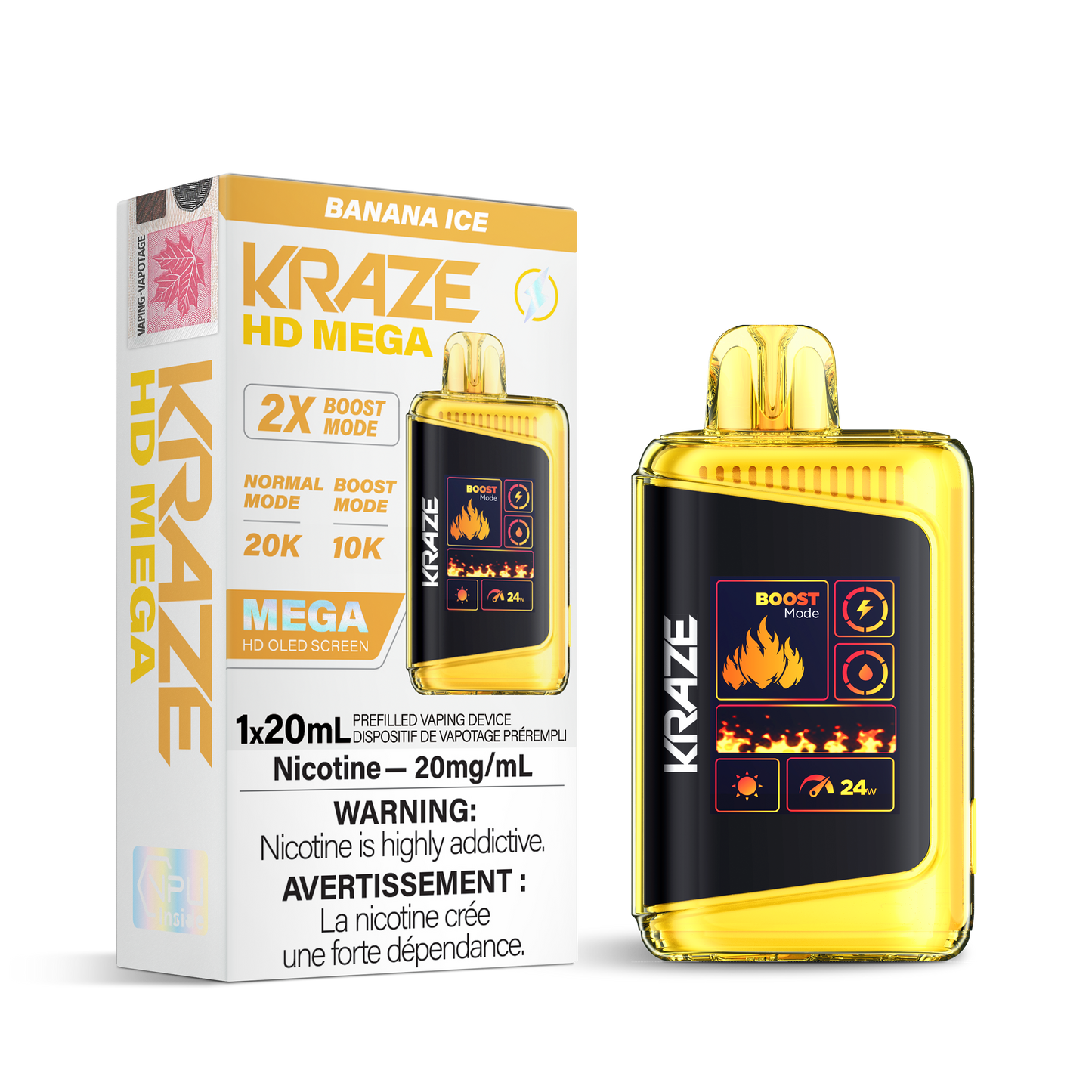 Kraze HD Mega 20K puffs - Banana Ice