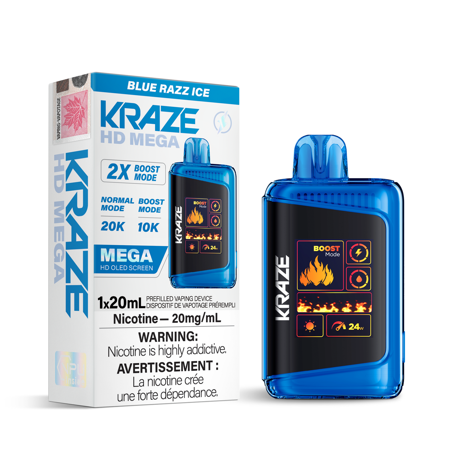 Kraze HD Mega 20K - Blue Razz Ice (Ontario)