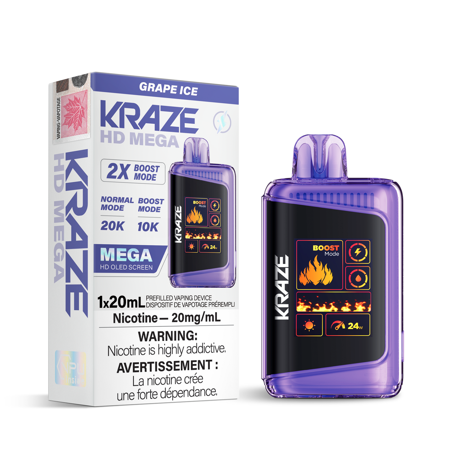 Kraze HD Mega 20K - Grape Ice