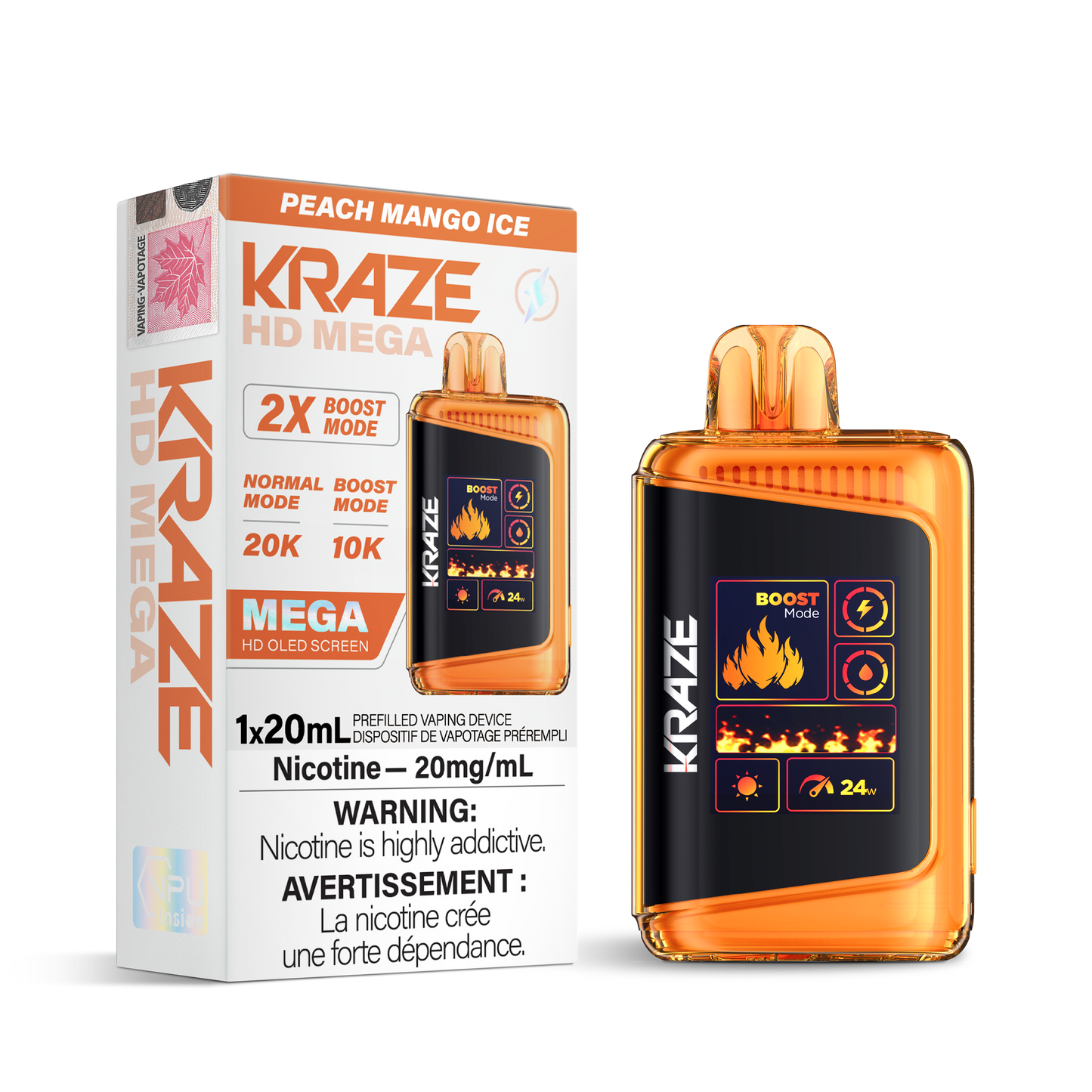 Kraze HD Mega 20K - Peach Mango Ice ( Ontario)