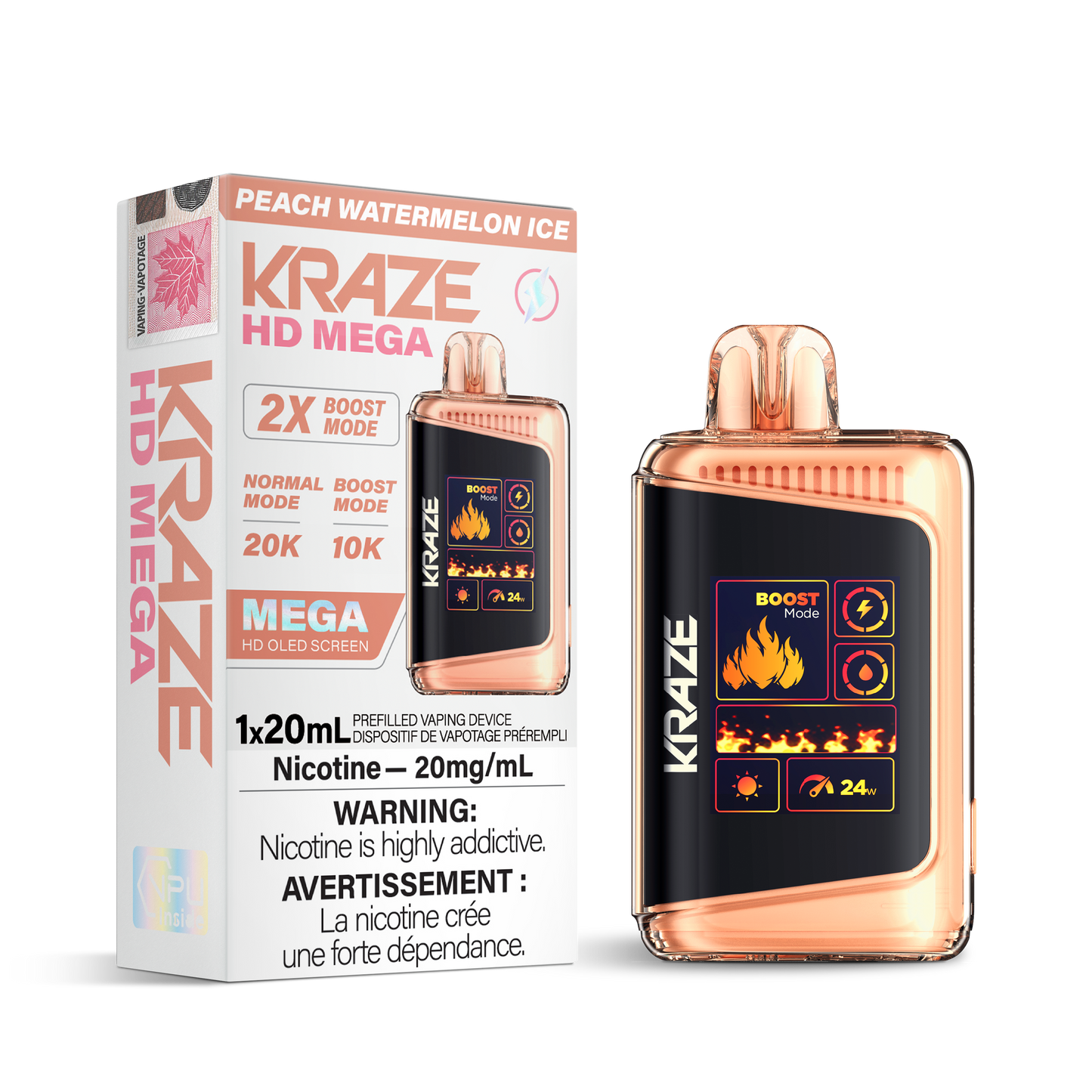 Kraze HD Mega 20K - Peach Watermelon Ice