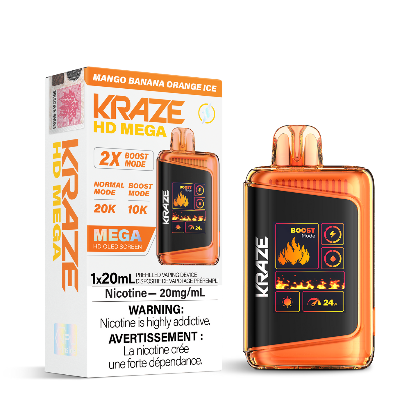 Kraze HD Mega 20K - Mango Banana Orange Ice